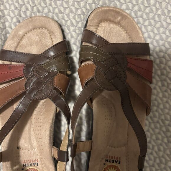 Earth Spirit Leather Sandals Womens 8 Multi Color Comfort Walking Strappy Shoes - Picture 8 of 15